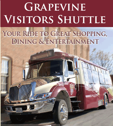Image Credit: The Grapevine Visitors Shuttle art work barrowed from the City of Grapevine web site.