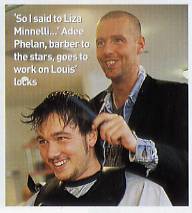 Phtot Credit: FourFourTwo magazine, february 2003 issue, page 52-53, from the article "Back-comb it like Beckham..." by Louis Massarella. Photo is of Adee Phelan trimming Massarella's hair.