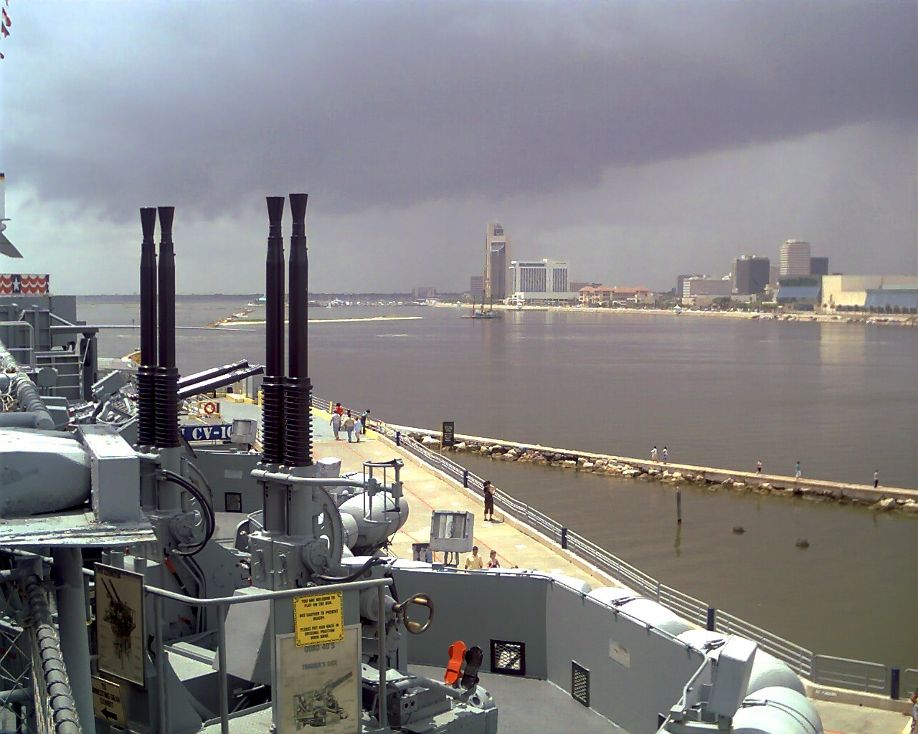 The Corpus Christi skyline as seen from the USS Lexington in August 2007.