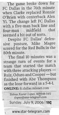 Image Credit: The Fort Worth Star-Telegram, Sunday July 9, 2006, page 13C, from an article entitled "Finally, a goal; then another; and a win" by Tobias Xavier Lopez