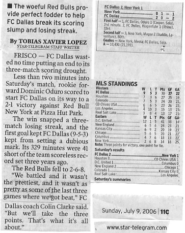 Image Credit: The Fort Worth Star-Telegram, Sunday July 9, 2006, page 13C, from an article entitled "Finally, a goal; then another; and a win" by Tobias Xavier Lopez