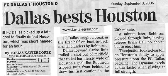 Image Credit:  Fort Worth Star-Telegram, September 3, 2006, page 7c, from article "Dallas bests Houston" by Tobias Xavier Lopez.