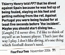 Image Credit:  England's FourFourTwo Magazine, November 2006 issue, page 71, from an interview of Wayne Rooney by Andy Mitten titled "Come On!"