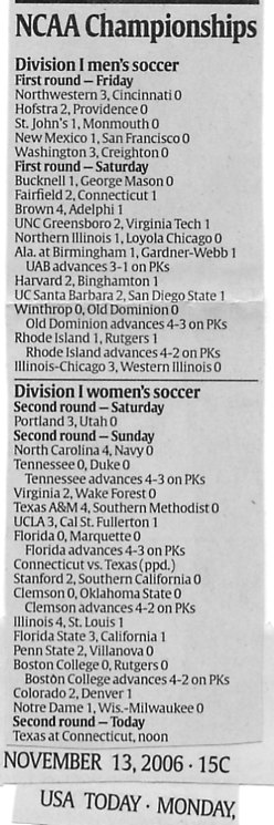 Image Credit: USA Today Daily, November 13, 2006 edition, page 15C