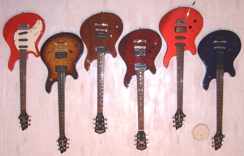 Group 2 of my Washburn Maverick Series guitar collection, including a Washburn BT-3, a Washburn BT-2, Washburn WMS, Washburn WM Standard, Washburn BT-4, and a Washburn BT-2 with P-90 pickups.