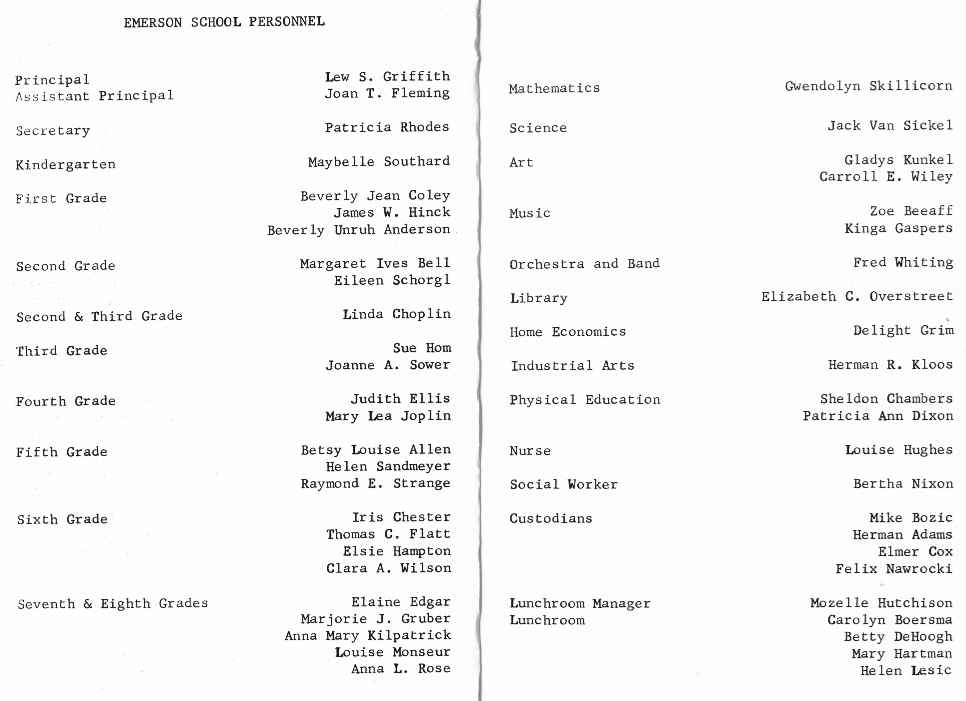 Mike's Teachers included Mary Lea Joplin, Helen Sandmeyer, Clara A. Wilson, Anna L. Rose, Sheldon Chambers, Fred Whiting, Carroll E. Wiley, Gwendolyn Skillicorn, Jack Van Sickel, Joan T. Fleming & Herman R. Kloos