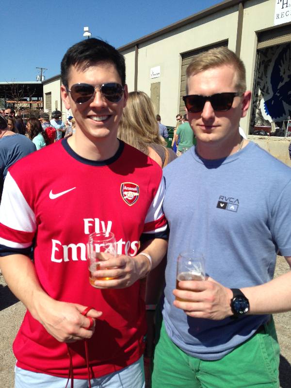 Big time Gunners fan Marshall rockin' his Arsenal soccer jersey with life long buddy Thomas Maxwell.