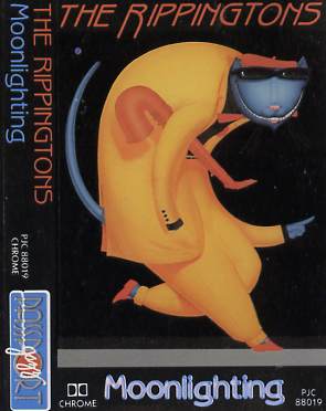 Cassette insert for the Moonlighting album by the light jazz group The Rippingtons featuring Russ Freeman and David Benoit.